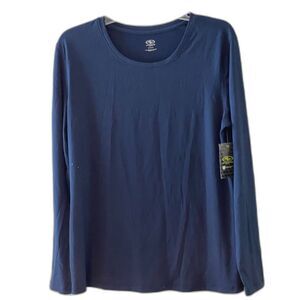 New athletic core long sleeve tee moisture wicking navy blue Top L 12/14